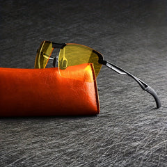 Night Driving Glasses For Men Anti Glare Polarized Metal Frame Sunglasses