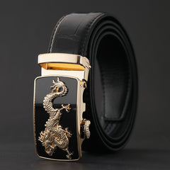 Men's Business PU Leather Belt Dragon Decor