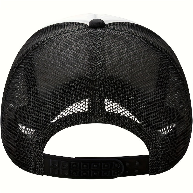 Smiling Face Print Baseball Cap Mesh Trucker Hat for Men Women