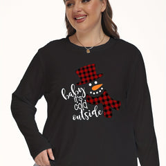 Christmas Casual Loungewear Top Plus Size Women's Graphic Print Pajama Top