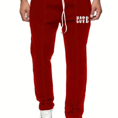 Gothic Letter Print Casual Drawstring Pants for Men