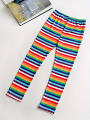 4 Pack Girls Striped Floral Leggings Stretch Sport Pants