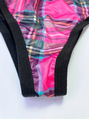 Sexy Lingerie Set Plaid Print Bow Tie Bra & Panty Preppy 2 Piece