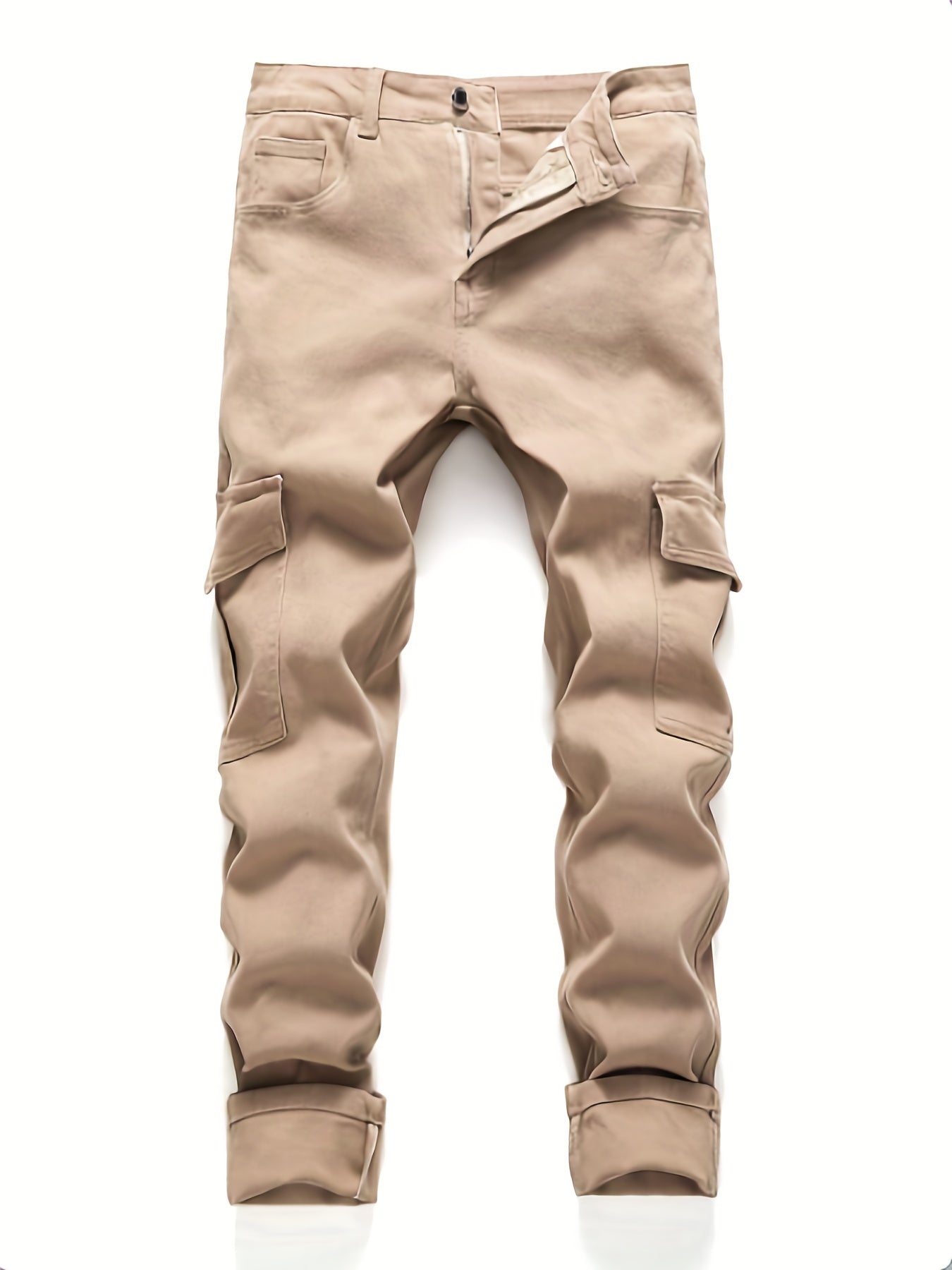 Men's Slim Fit Pocket Jeans High Stretch Denim Pants