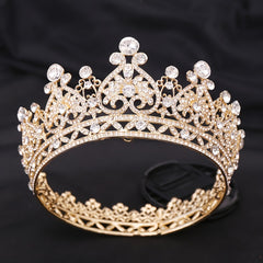 Baroque Crown Headband Round Rhinestone Tiara for Girls