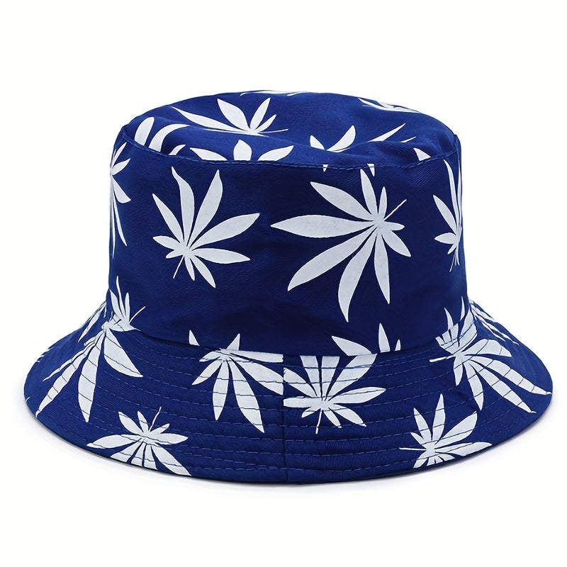 Leaf Print Bucket Hat Hip Hop Sunscreen Basin Hats Lightweight Fisherman Cap