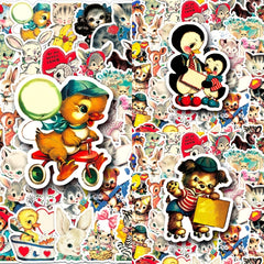 66pcs Retro Cartoon Animal Series Graffiti Stickers DIY Pack