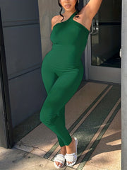 One Shoulder Jumpsuit Sleeveless Slim Fit Casual Spring Summer