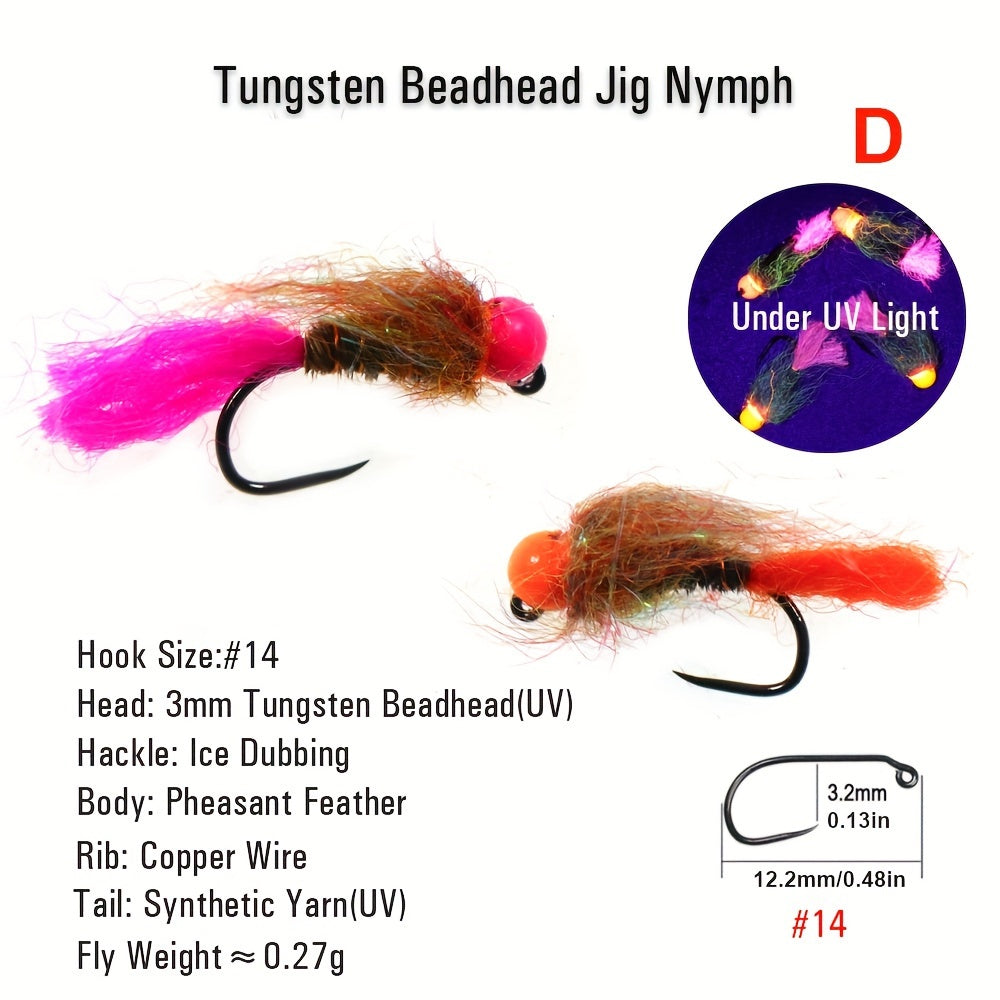 32pcs Tungsten Bead Jig Head Nymph Euro Nymph Wet Fly Fishing