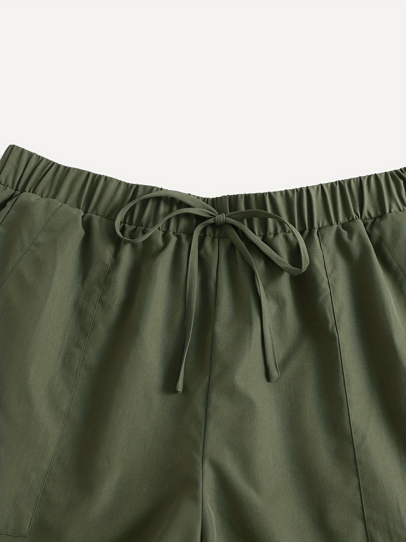 Casual Shorts Women's Plus Solid Elastic Drawstring Shorts