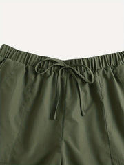 Casual Shorts Women's Plus Solid Elastic Drawstring Shorts