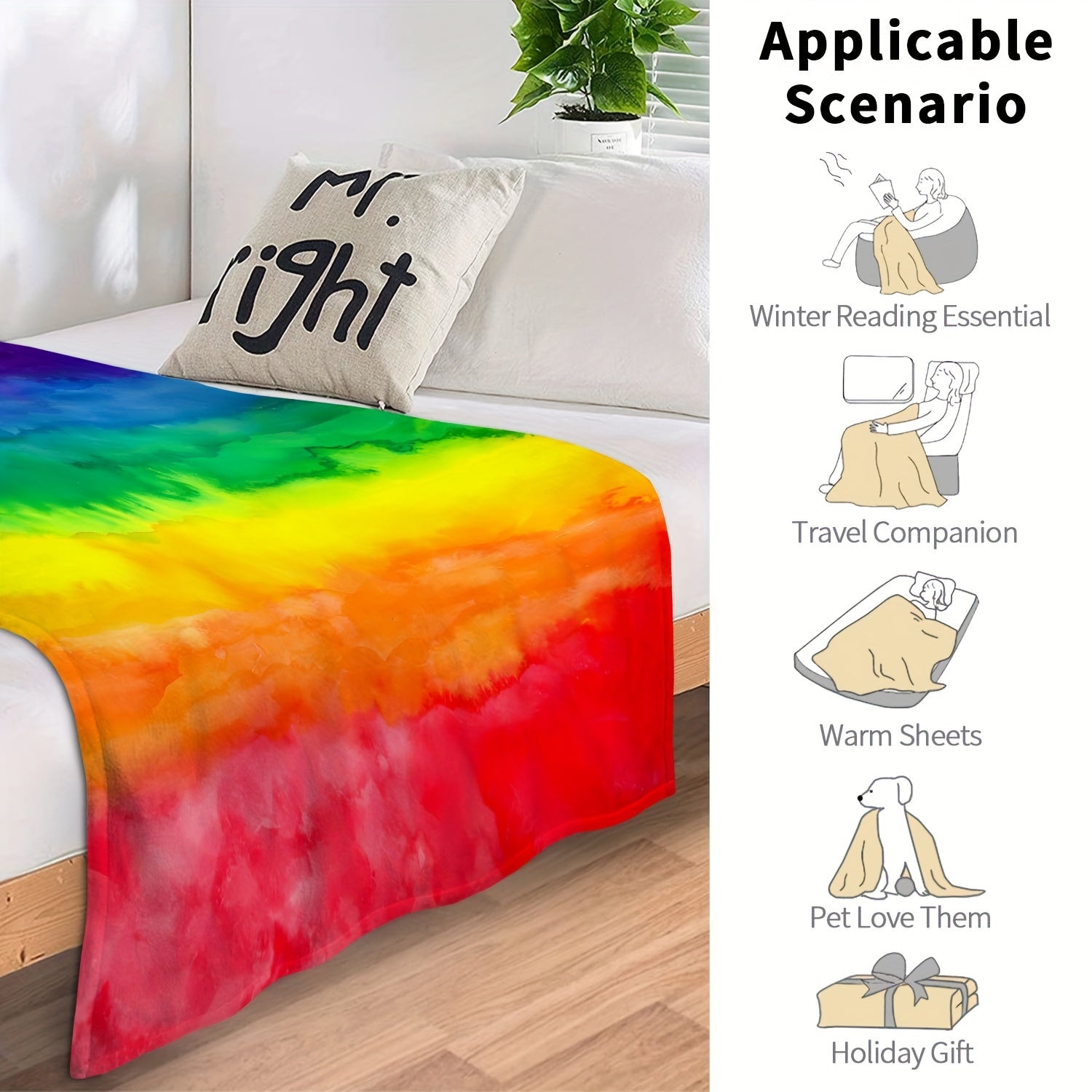Creative Rainbow Blanket Comfortable Warm Soft Cozy Casual Blanket