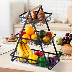 3 Tier Fruit Bowl Wire Storage Basket Stand Holder Organizer for Kitchen Counter