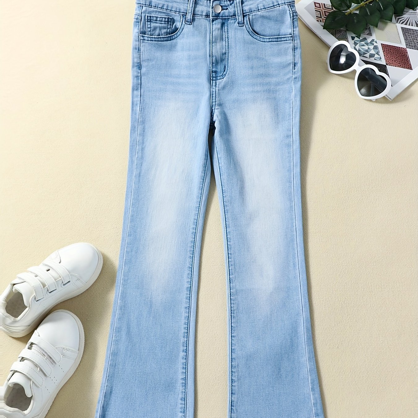 Girls Flare Leg Stretch Denim Jeans Casual For Kids