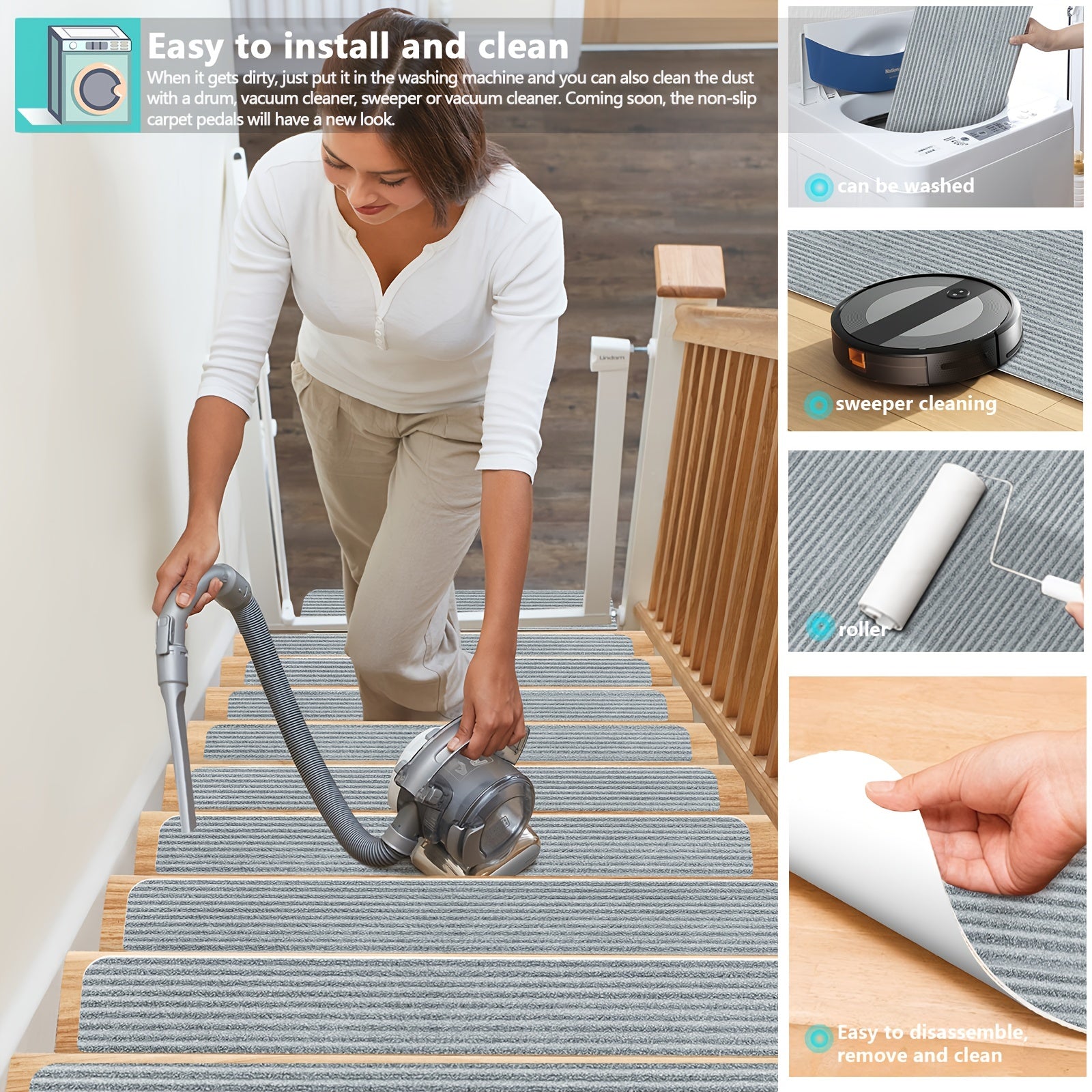 15pcs Non Slip Carpet Stair Treads for Wooden Steps