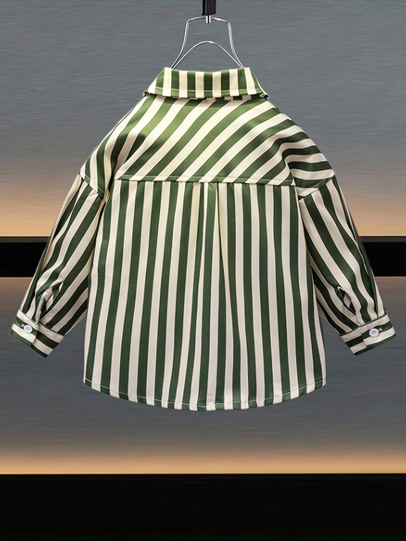 Boys Striped Button Down Shirt Long Sleeve Pocket Top Spring Summer Wear