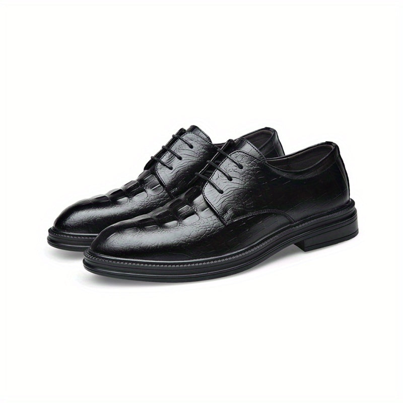 Men's Crocodile Embossed Oxford Shoes Wear Resistant Non-Slip Dress Shoes