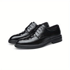 Men's Crocodile Embossed Oxford Shoes Wear Resistant Non-Slip Dress Shoes