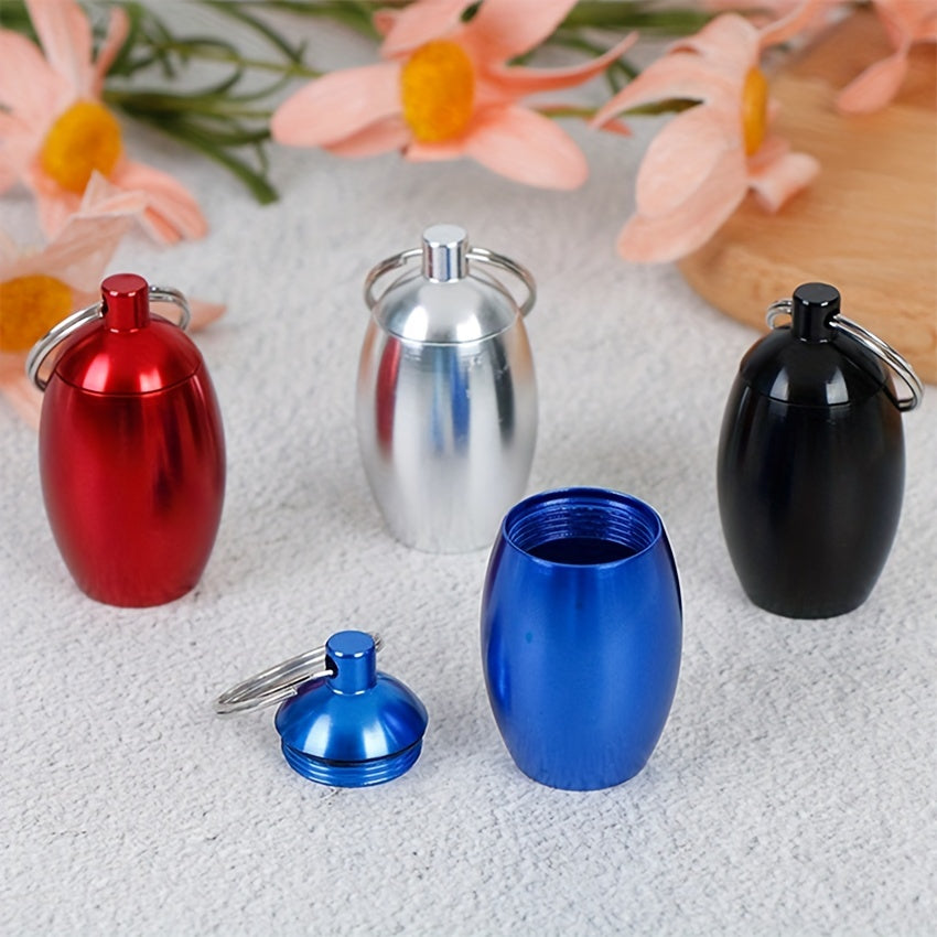 Waterproof Egg Shaped Medicine Bottle Keychain Pendant Storage