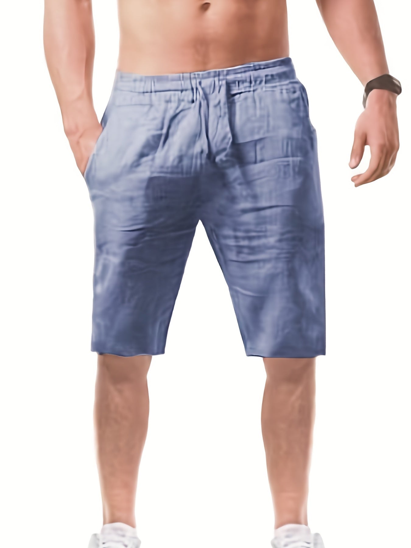 Cotton Drawstring Shorts Men's Summer Casual Beach Resort Solid Waist
