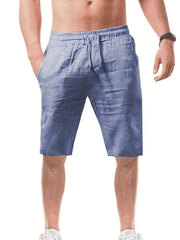 Cotton Drawstring Shorts Men's Summer Casual Beach Resort Solid Waist