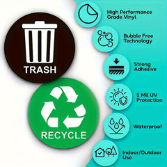 3pcs 12.7 cm Trash Can Sticker Labels, Waterproof, Sunscreen, Indoor Use