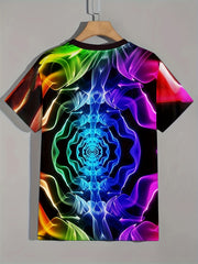 Colorful 3D Print Boy's Short Sleeve T shirt