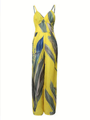 Botanical Print Sleeveless Jumpsuit