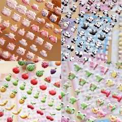 Silly Panda Pig Frog Fruit Bubble Stickers - 3D Cartoon Mini Foam Bean Stickers