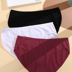 3 Pack Plus Size Basic Panties Set Women's Plus Breathable Solid Comfort Briefs