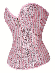 Sequin Strapless Corset Tummy Control Lace Up Body Shaper
