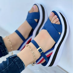 Women's Cross Strap Platform Sandals Casual Summer Shoes