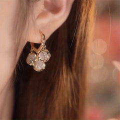 Flower Cat Eye Stone Ear Buckle Style Love Earrings