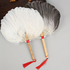Portable Goose Feather Fan Chinese Style Vintage Fan