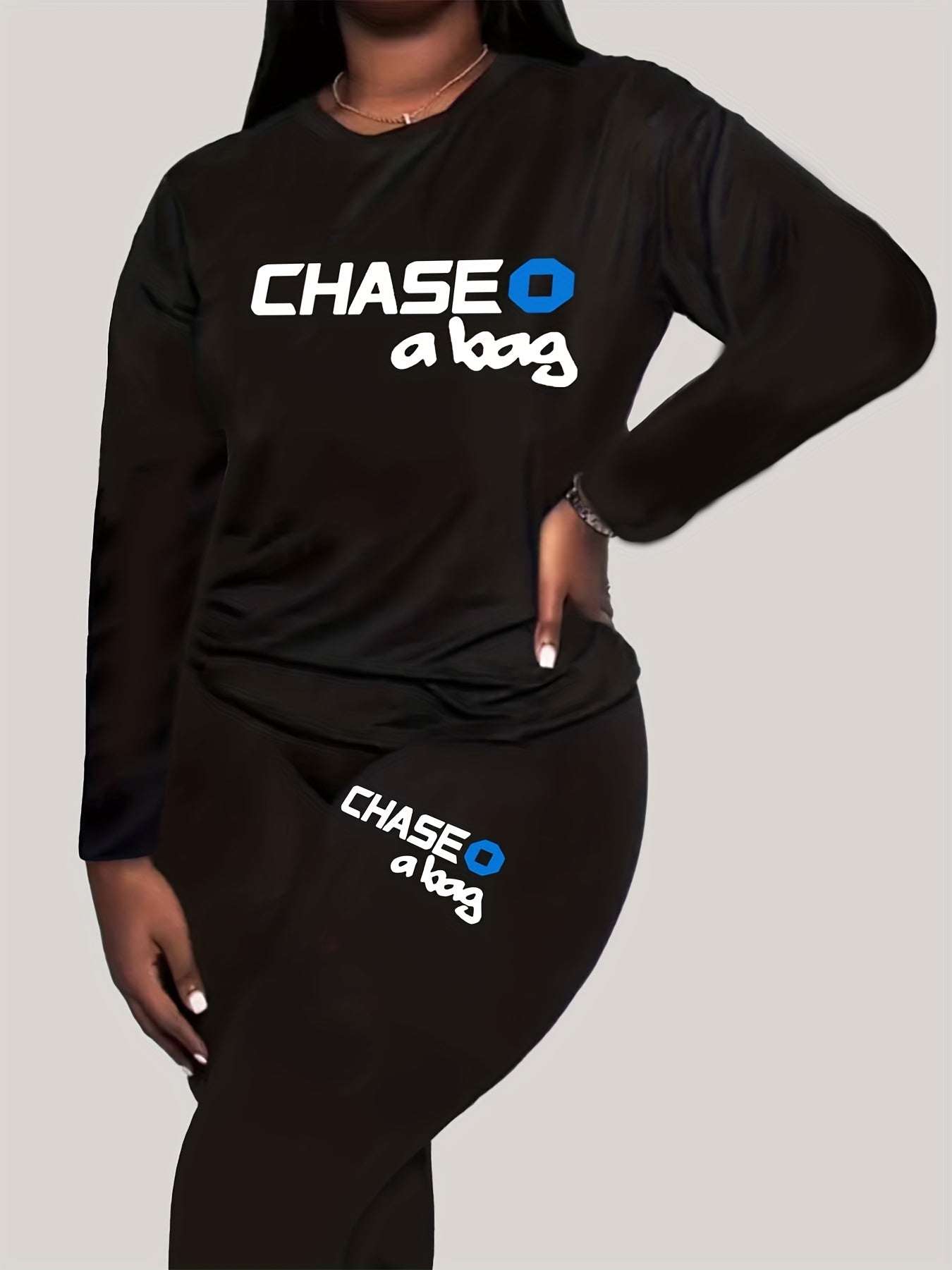 Women's Art Letter Print Top & Leggings Set