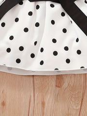 Polka Dot Print Puff Sleeve Dress for Baby Girls