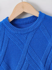 Boys Solid Sweater Round Neck Long Sleeve Stretch Warm Knit Pullover