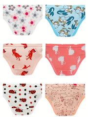 6pcs Girls Triangle Panties Strawberry Flamingo Striped Print