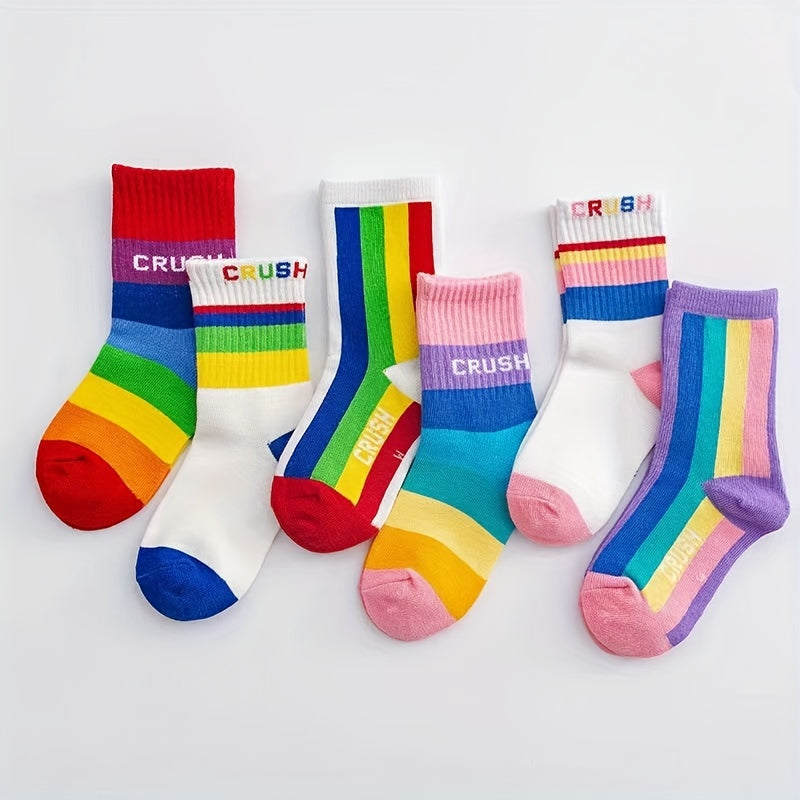 Colorful Rainbow Crew Socks for Kids