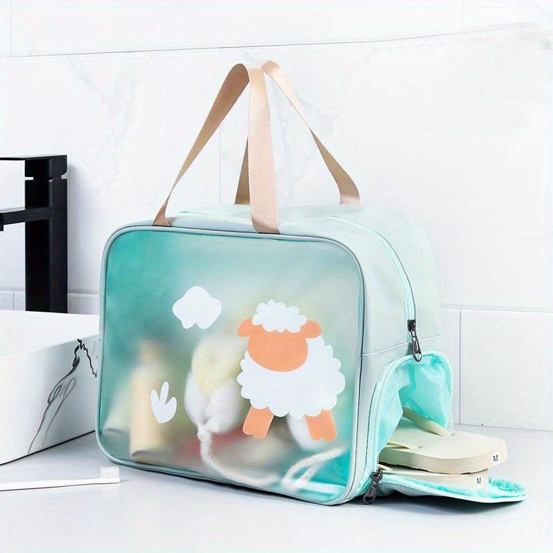 Waterproof Cosmetic Bag PVC Transparent Zippered Toiletry Bag With Handle Strap