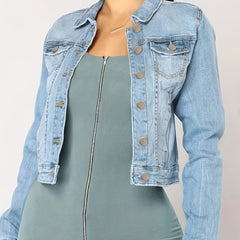 Women's Plus Size Casual Denim Jacket Frayed Button Up Turn Down Collar