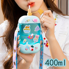 400ml Ice Cream Water Cup Portable Cartoon Bottle
