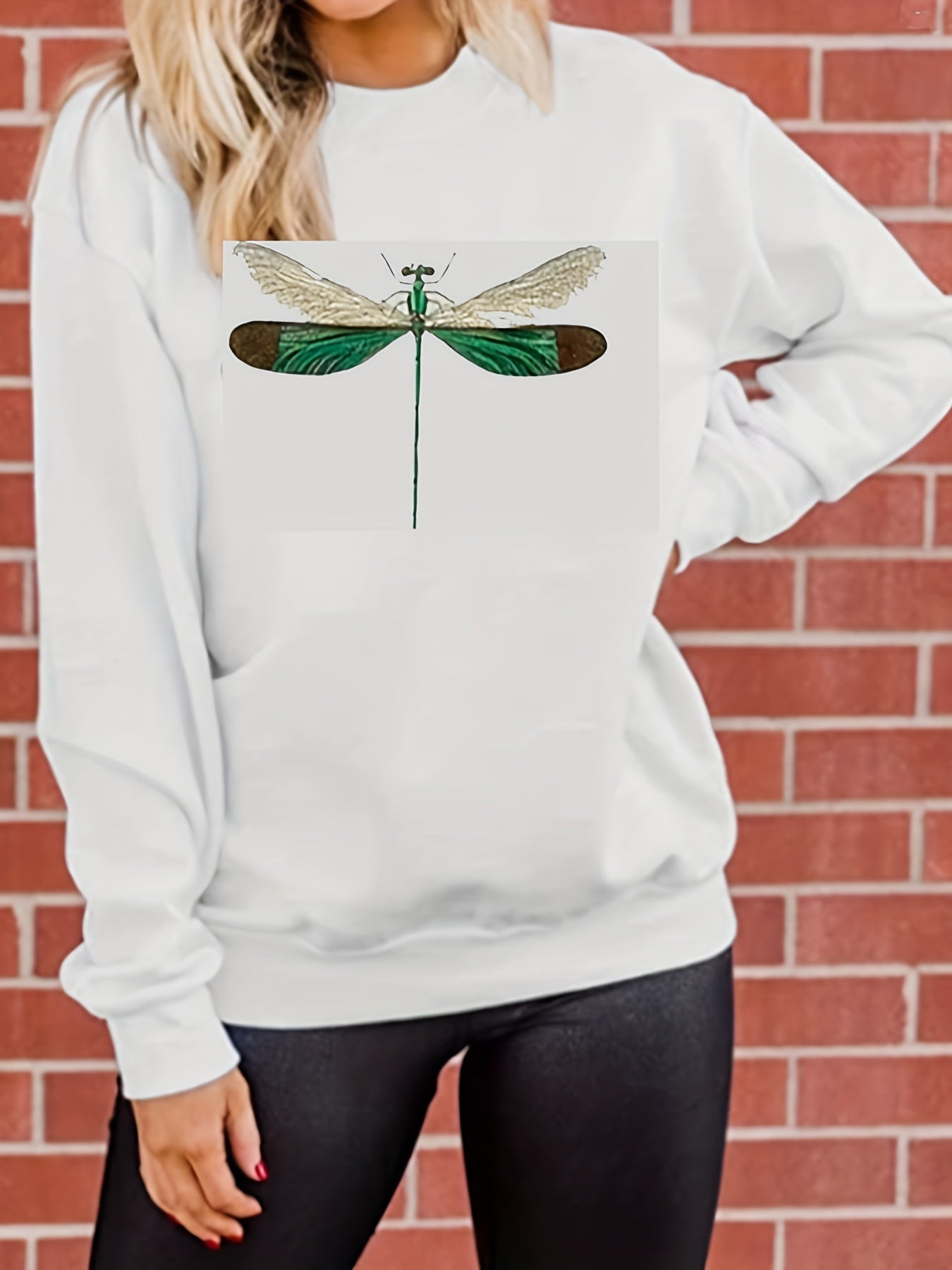 Dragonfly Print Sweatshirt for Women