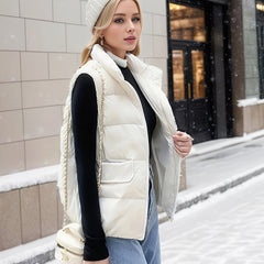 Women's Lightweight Sleeveless Puffer Jacket Stand Collar Warm Vest