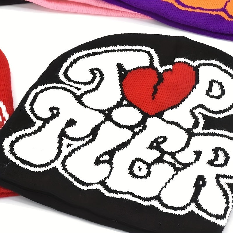 Y2K Beanie Hip Hop Letter Jacquard Knit Hat