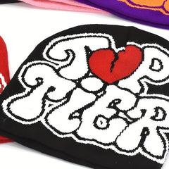 Y2K Beanie Hip Hop Letter Jacquard Knit Hat