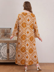 Plus Size Boho Abaya Dress Women's Plus Scarf Print Kaftan Dress