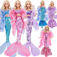 Princess Party Dress for Dolls 30 Sequins Mini Gown Kids Playhouse
