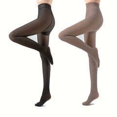 2 Pack Fuzzy Thermal Pantyhose Plush Lined Leggings Women's Stockings