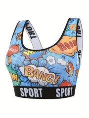 Y2K Pop Art Print Lingerie Set Tank Bra & High Waist Panty